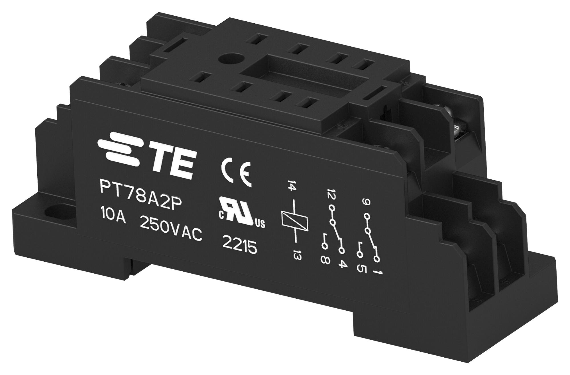 Amp Connectors / Te Connectivity 2071566-4 Relay Socket, 8 Pin, 10A, 250V, Din Rail