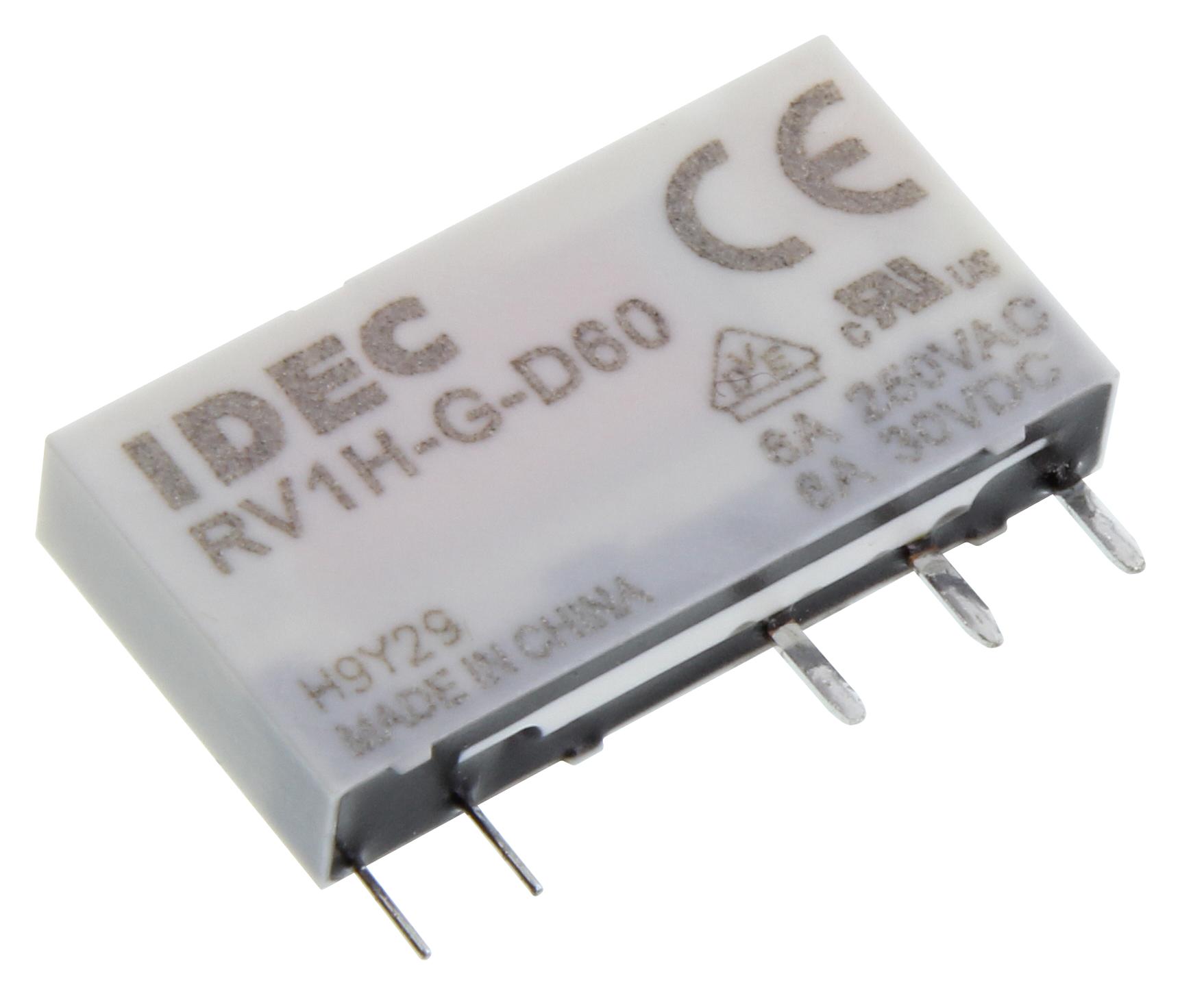 IDEC Rv1H-G-D60 Relay, Spdt, 250Vac, 6A