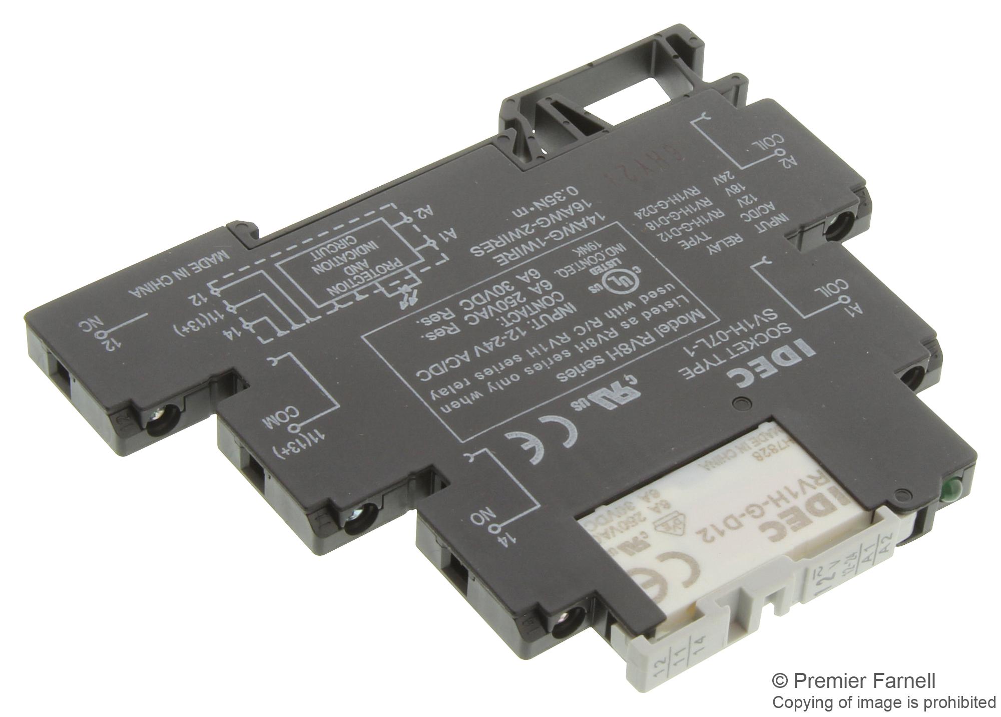 IDEC Rv8H-L-Ad12 Relay, Spdt, 250Vac, 6A