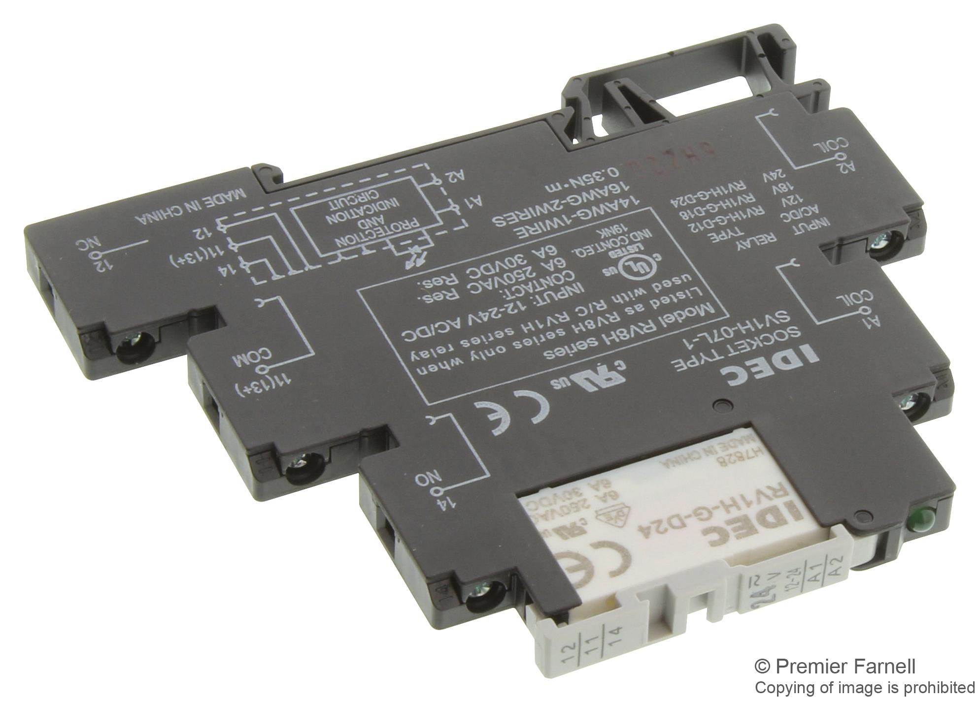 IDEC Rv8H-L-Ad24 Relay, Spdt, 250Vac, 6A