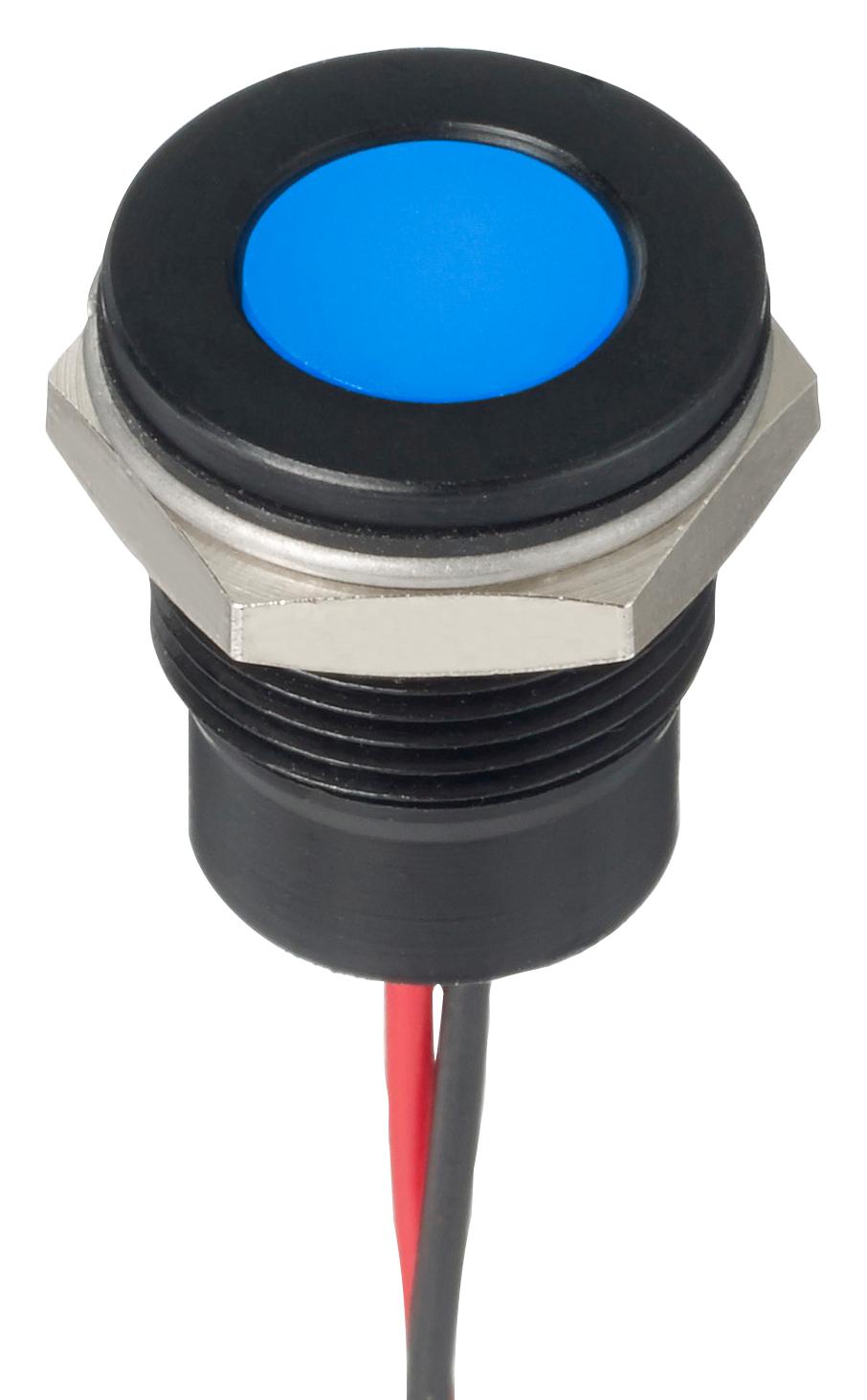 APEM Q12-7F5Bxxb12E Led Panel Indicator, 12.7mm, Blu, 12Vdc