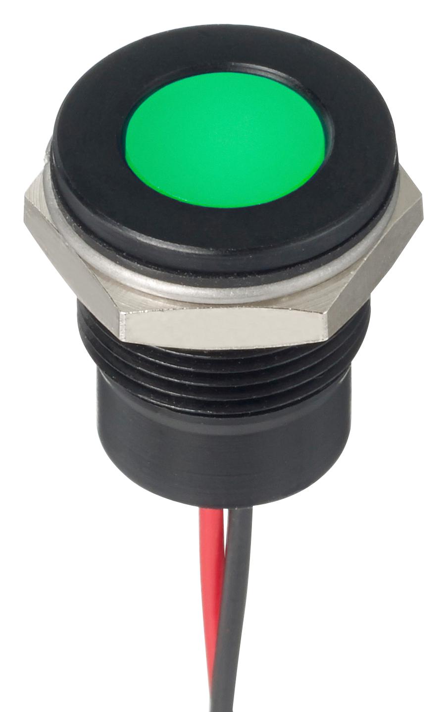 APEM Q12-7F5Bxxhg12E Led Panel Indicator, 12.7mm, Grn, 12Vdc