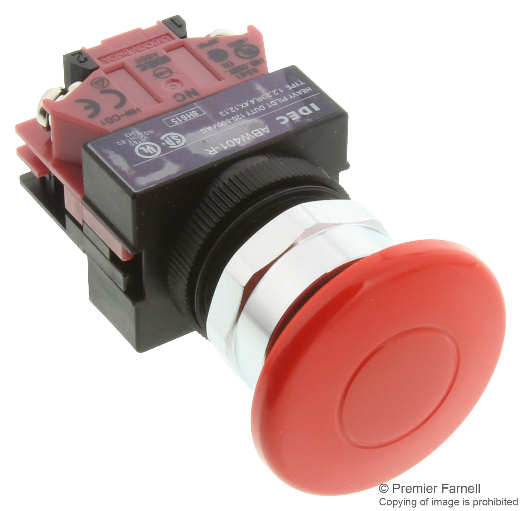 IDEC Abw401-R Switch, Industrial Pushbutton, 40mm