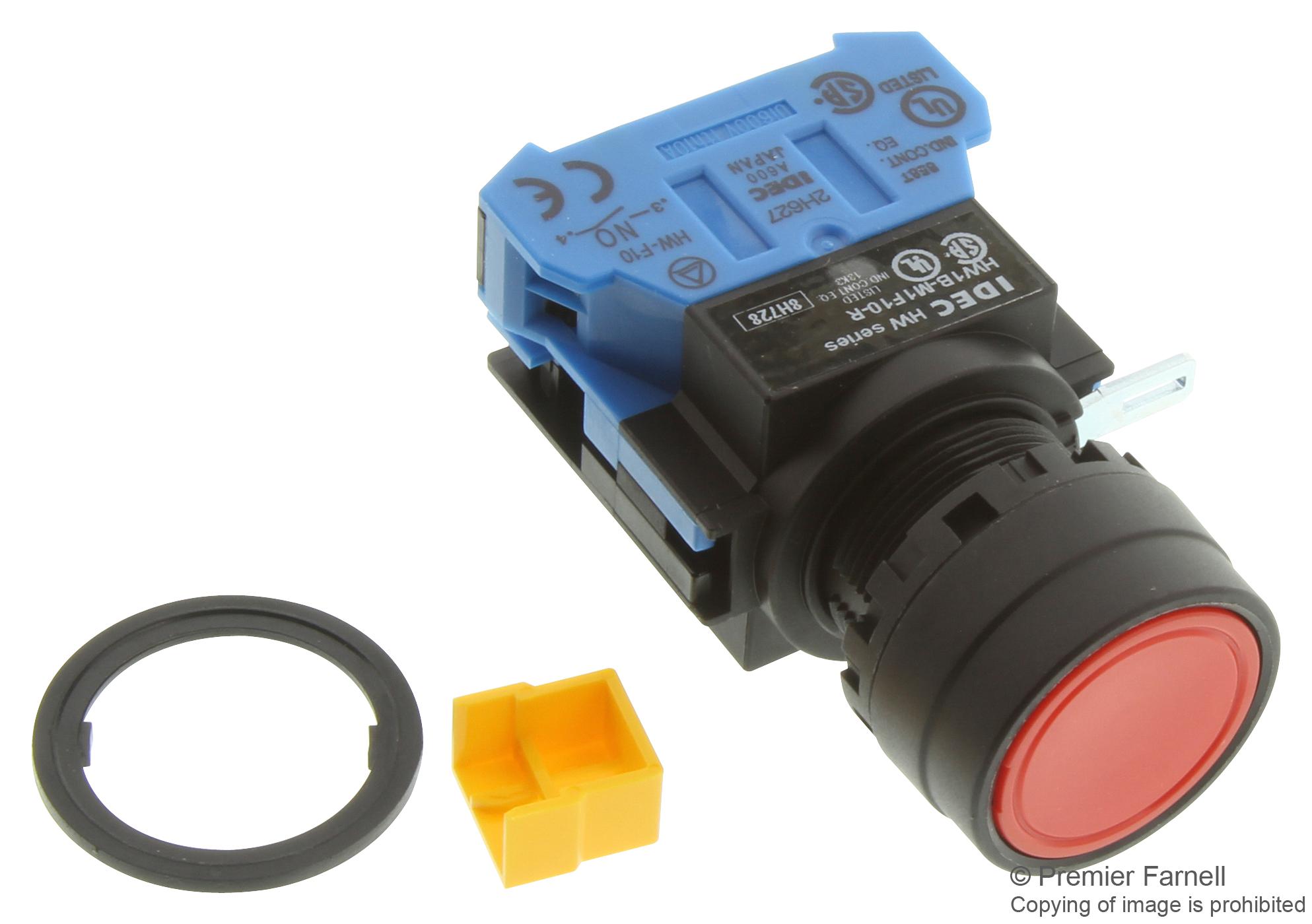 IDEC Hw1B-M1F10-R Switch, Industrial Pushbutton, 22mm