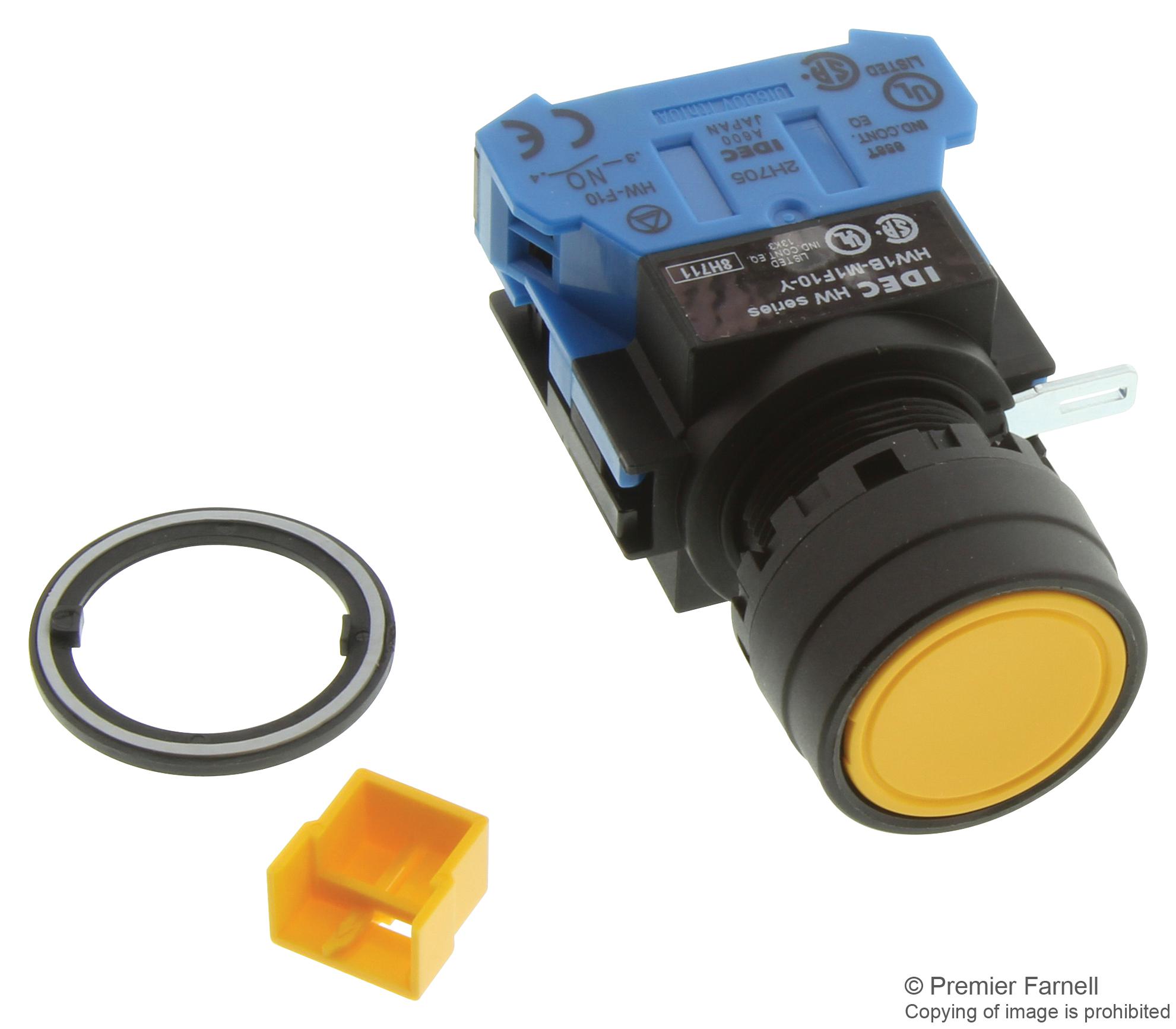 IDEC Hw1B-M1F10-Y Switch, Industrial Pushbutton, 22mm