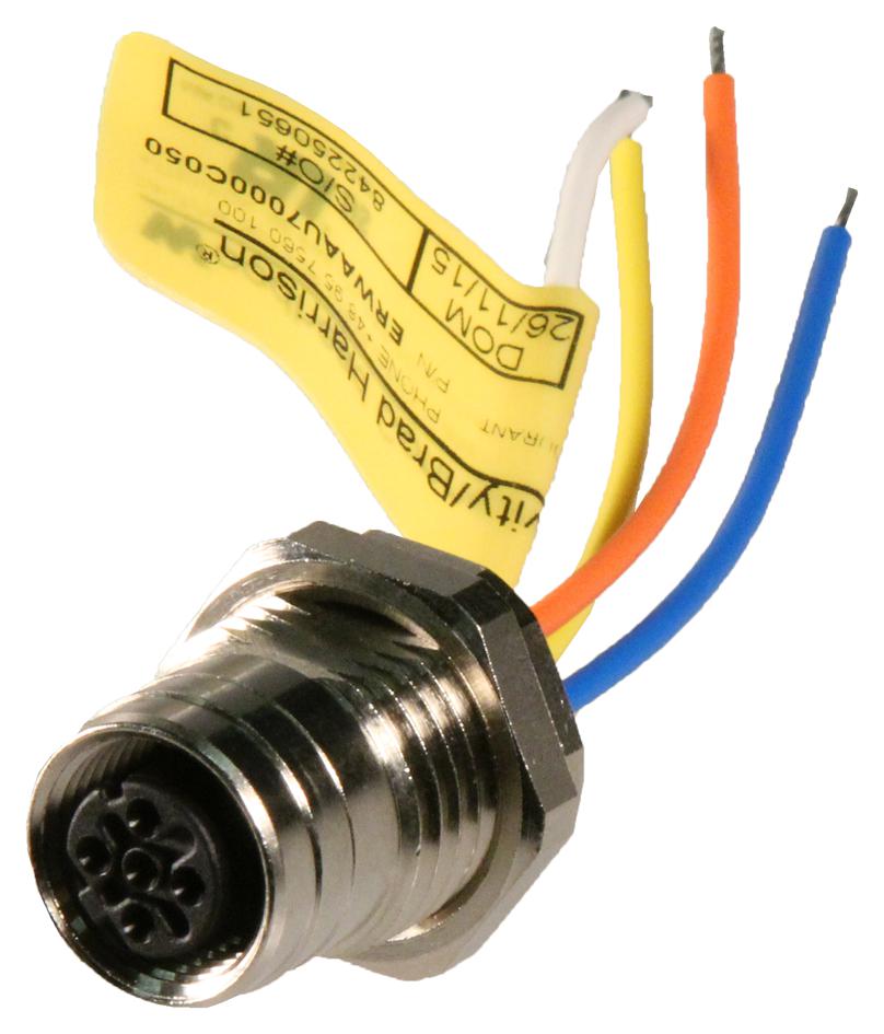 Molex 1201095002 Sensor Cord, 4P, M12 Rcpt-Free End, 50mm