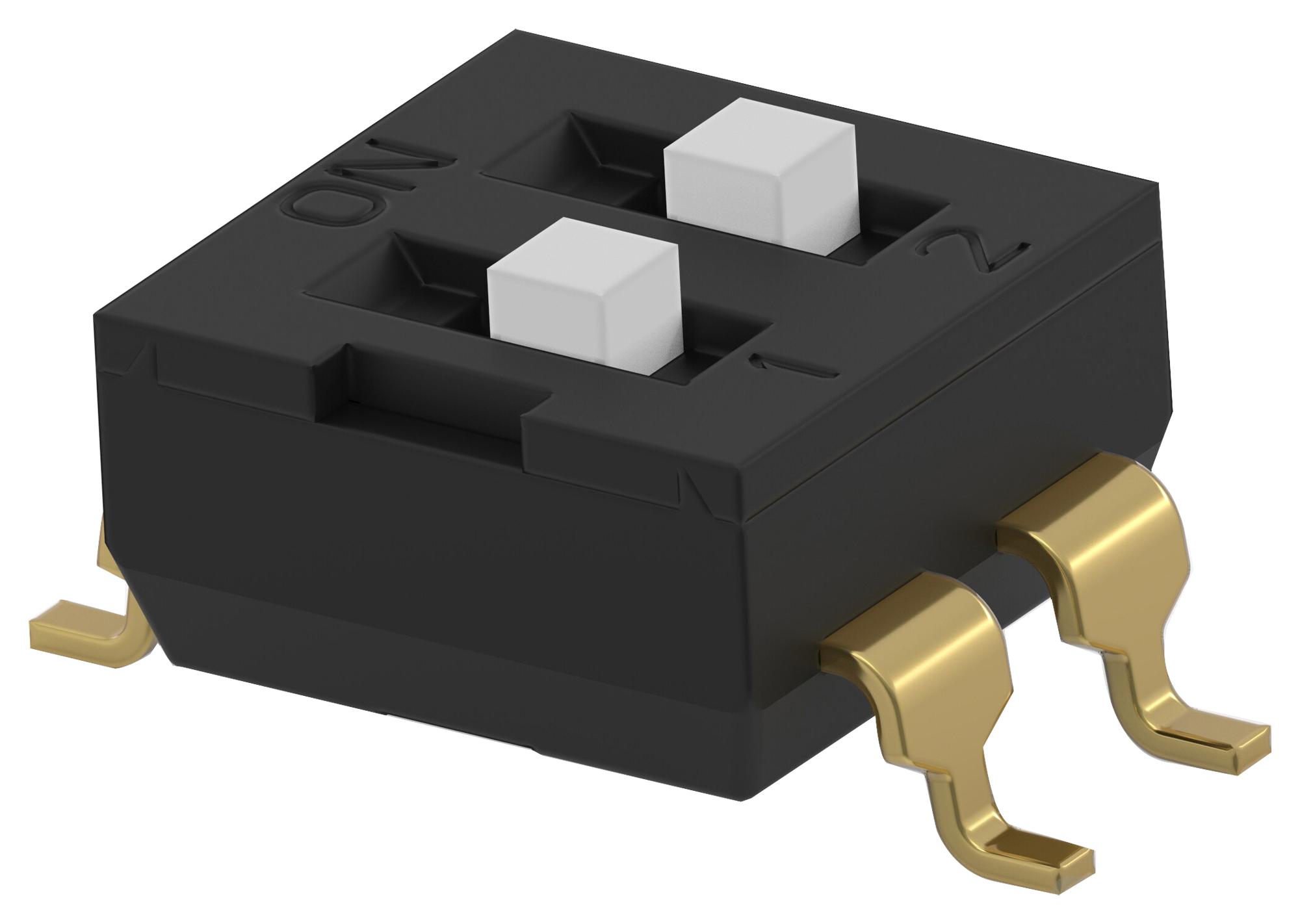 Alcoswitch / Te Connectivity Aden02Stu04 Dip Sw, 2Ckt, Spst, 0.025A, 24Vdc, Smd