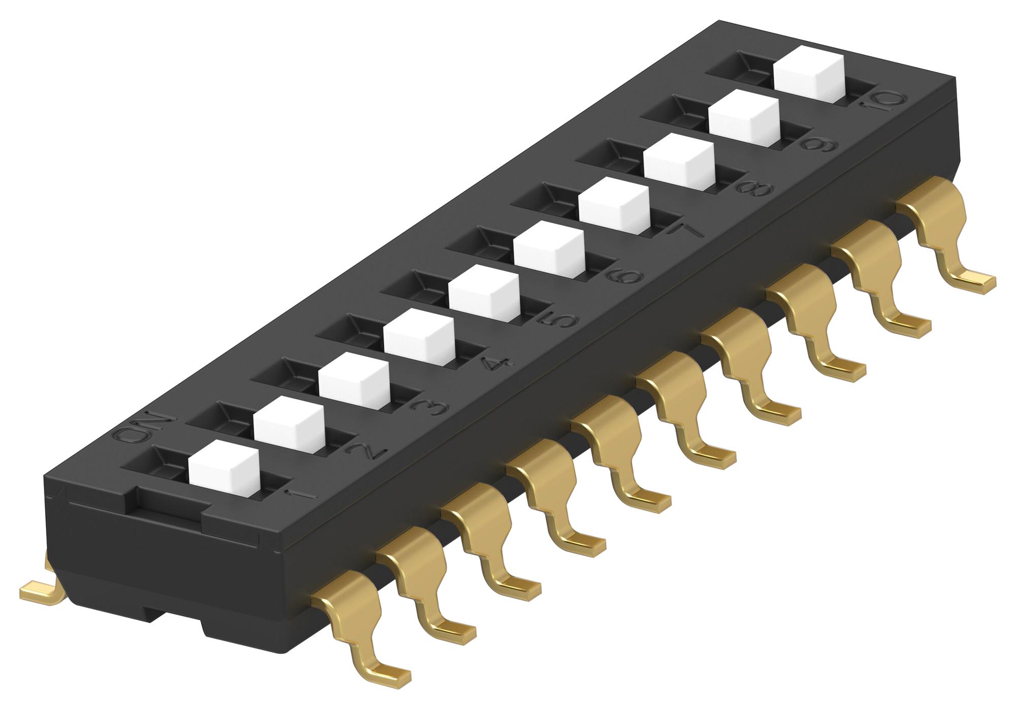 Alcoswitch / Te Connectivity Aden10Stu04 Dip Sw, 10Ckt, Spst, 0.025A, 24Vdc, Smd