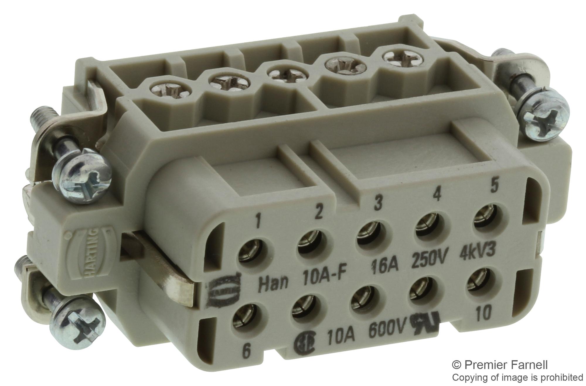 HARTING 09200102812 Rectangular Han Insert, Fem, 10Way Screw