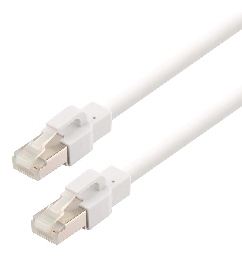 L-Com Trm695Asfz-Wht-05F Enet Cable, Cat6A, Rj45 Plug-Plug, 0.5Ft