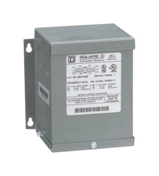 Square D By Schneider Electric 250Sv43B Wall Mount Transformer, 120X240V, 250Va