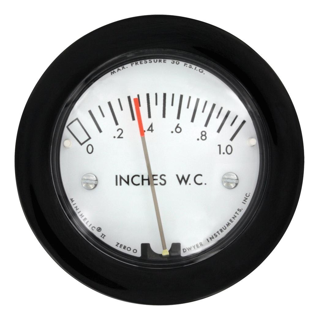 Dwyer 2-5000-0. Pressure Gauge, 0.5Inch-H2O, 48.9Deg C