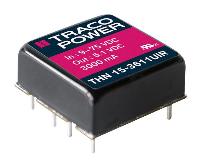 TRACO Power Thn 15-3611Uir. Dc-Dc Conv, 5.1V, 3A