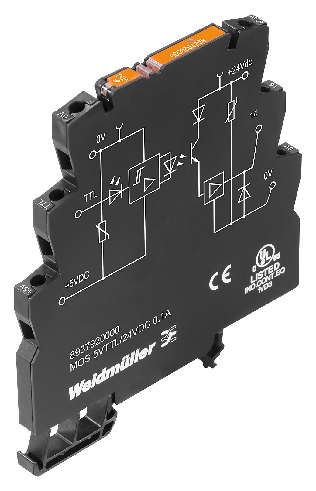 Weidmuller 8937920000 Solid State Relay, 0.1A, 5Vdc, Din Rail