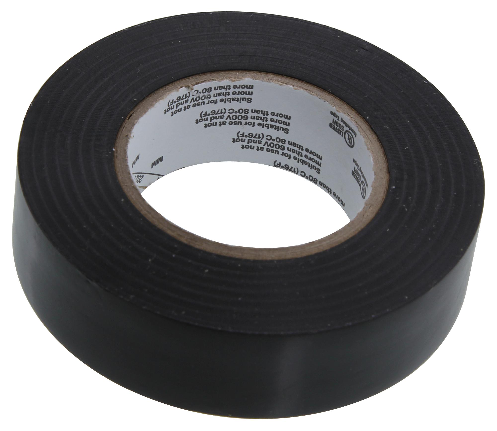 3M 165Bk4A Tape, Pvc, 19mm X 20M, Black