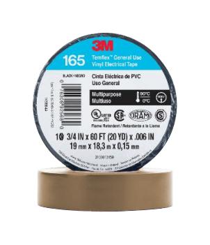 3M 165Br4A Tape, Pvc, 19mm X 18M, Brown