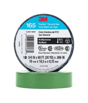 3M 165Gr4A Tape, Pvc, 19mm X 18M, Green