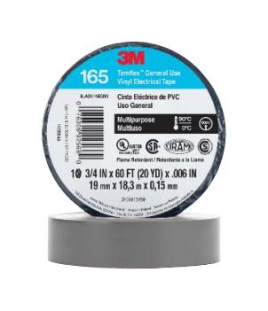 3M 165Gy4A Tape, Pvc, 19mm X 18M, Grey