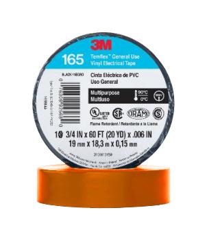 3M 165Or4A Tape, Pvc, 19mm X 18M, Orange