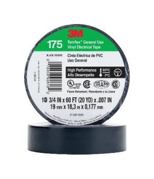 3M 175Bk4A Tape, Pvc, 19mm X 18M, Black