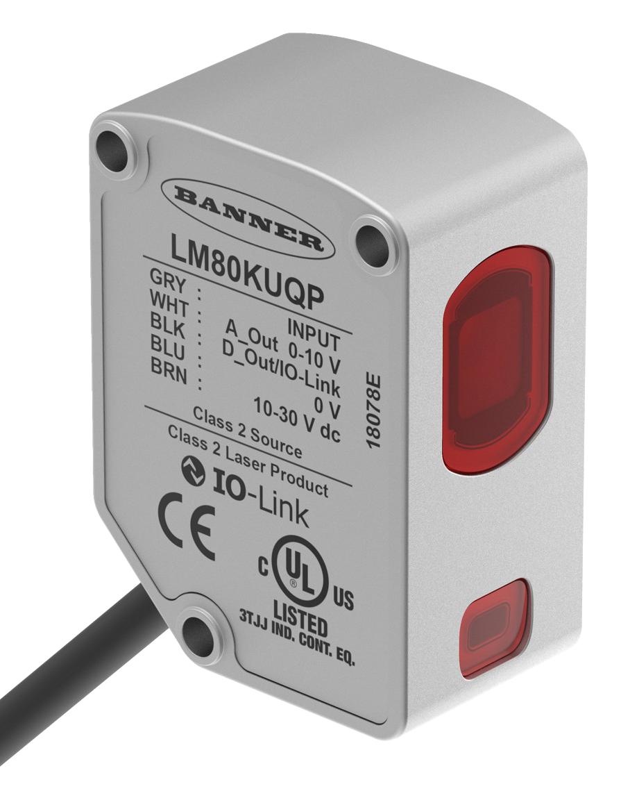 Banner Engineering Lm80Kuqp Laser Sensor, Triangulation, 80mm, 30V