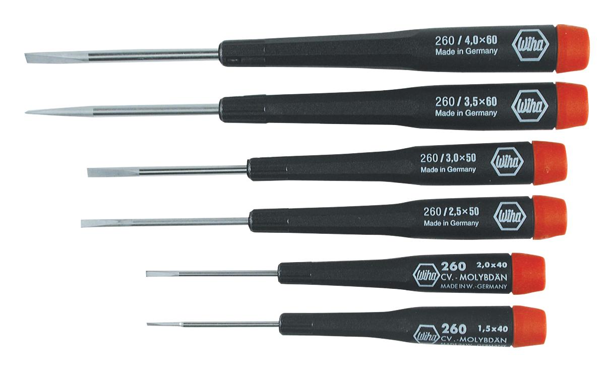 Wiha 26090. 6 Piece Slotted Metric Screwdriver Set