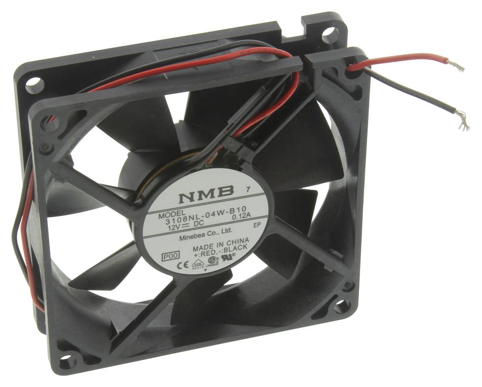 Nmb Technologies 08020Sa-12J-Ea-00 Axial Fan, 80mm, 12Vdc, 27.5Cfm, 27Db