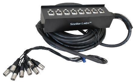 Stellar Labs 555-13863 Cable, 3Pos Xlr Plug-Jack, 8Port, 65Ft