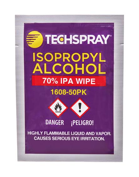 Techspray 1608-50Pk Isopropyl Alcohol Wipe, 140mm X 140mm