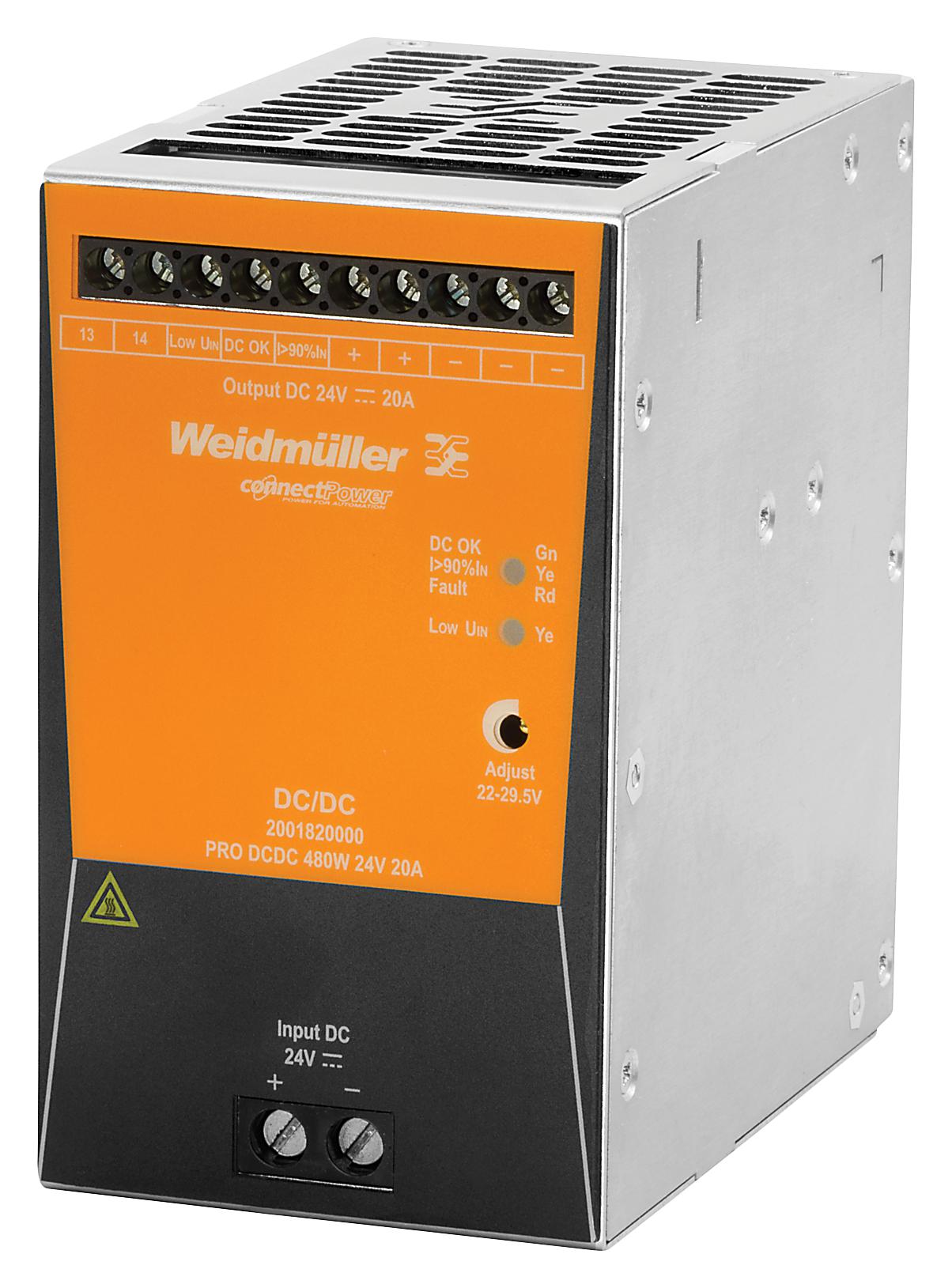 Weidmuller 2001820000 Dc-Dc Converter, 24V, 20A