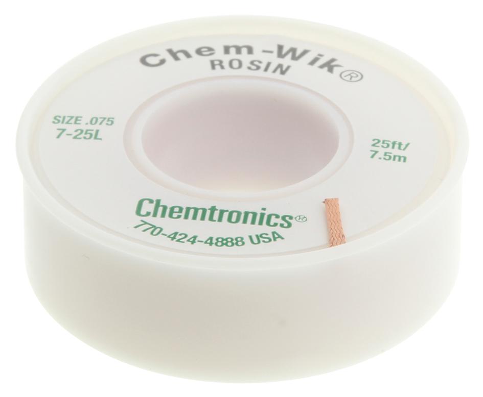 Chemtronics 7-25L Braid, Desoldering, Rosin, 25Ft