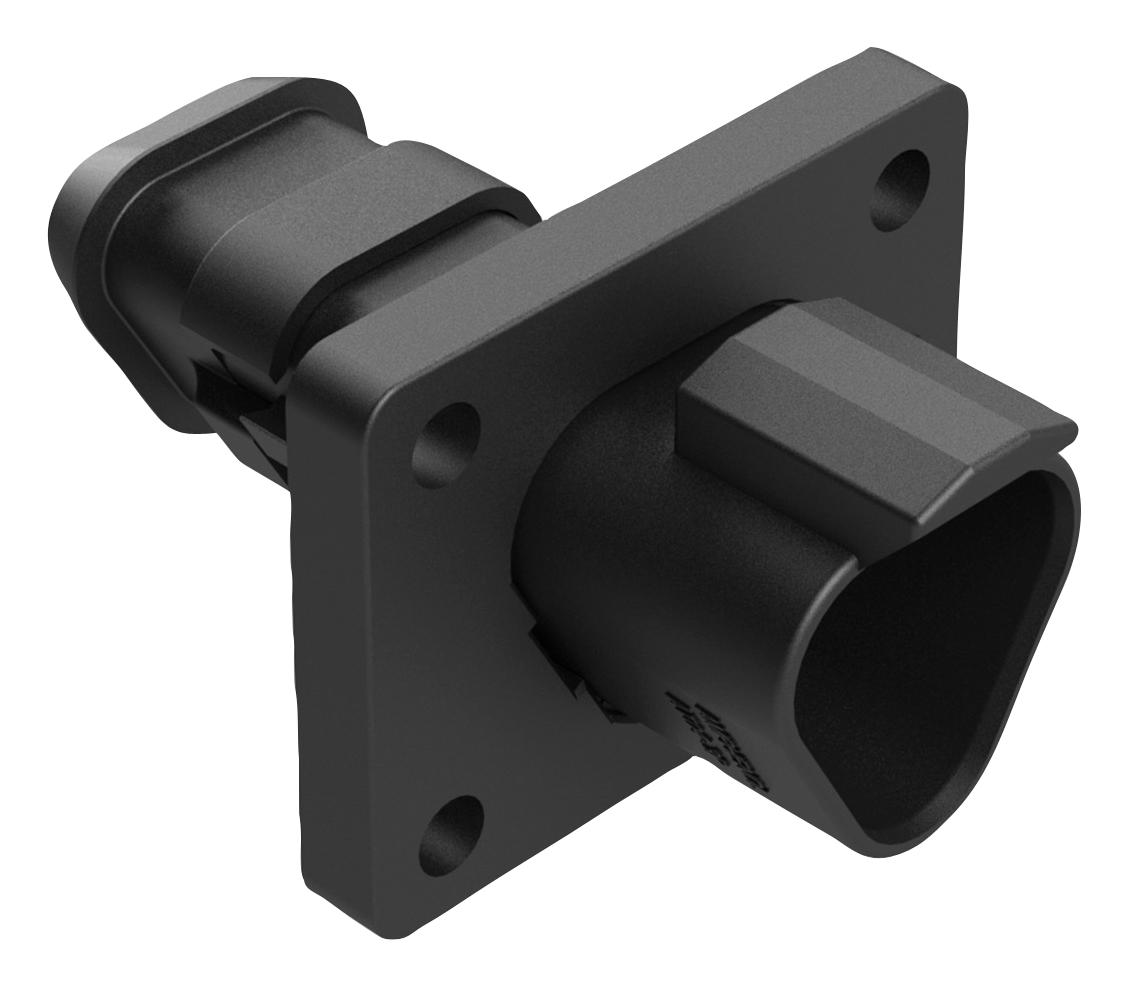 Amphenol Sine/tuchel At04-3P-Le12 3 Position Receptacle Flange Mount Connector, Pin, Black, With Shrink Boot EndCapacitor