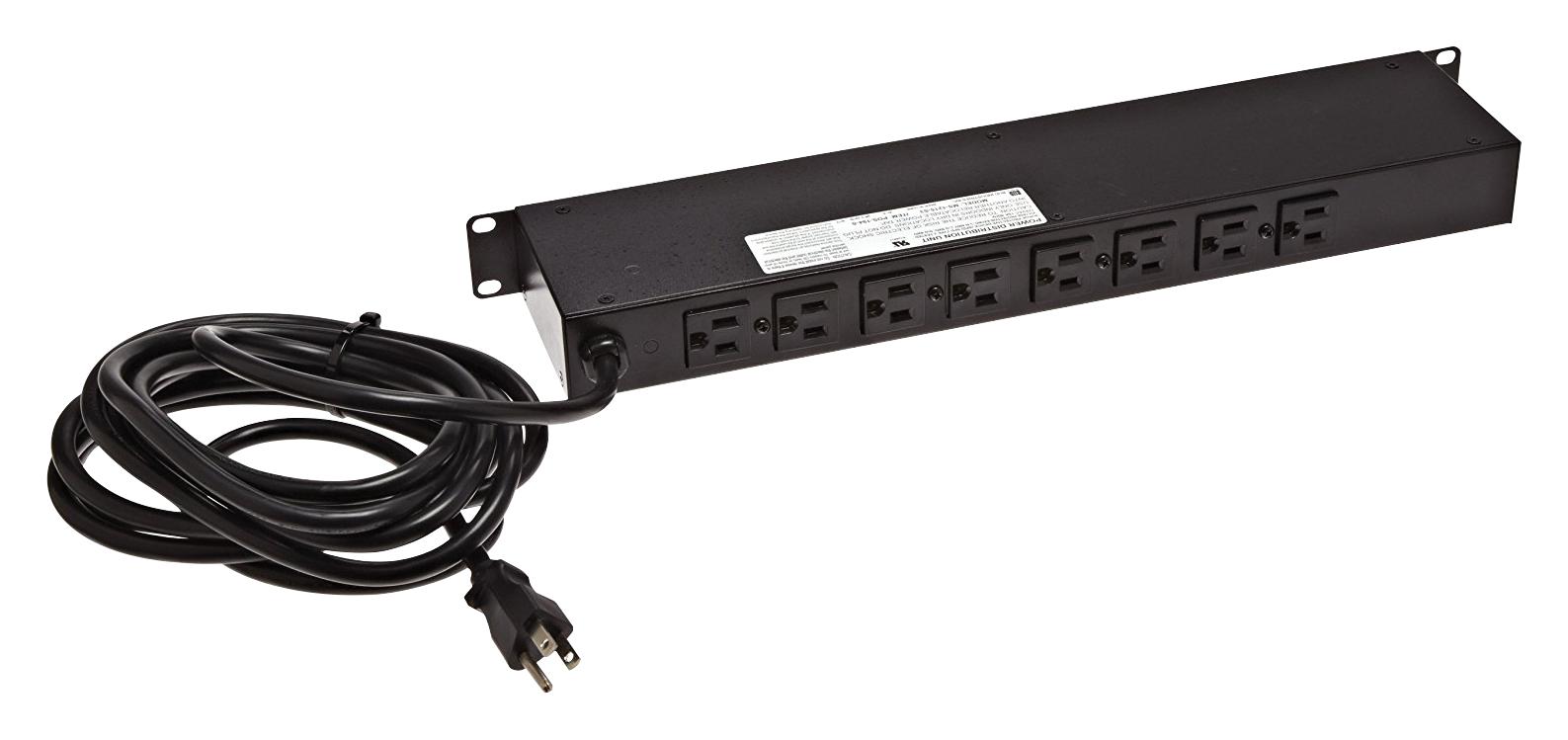 Bud Industries Pos-194-S Power Outlet Strip, 19 Rack Mount, 15A