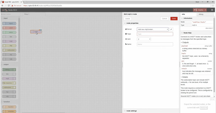 Configuring Node-Red for MQTT (AWS server)